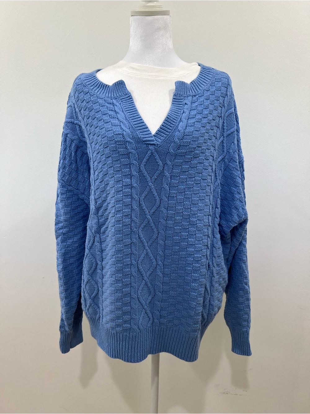 St. John’s Bay Blue Cable Knit V-Neck Sweater